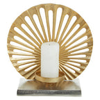 Large Two Toned Silver and Gold Finish Candle Holder