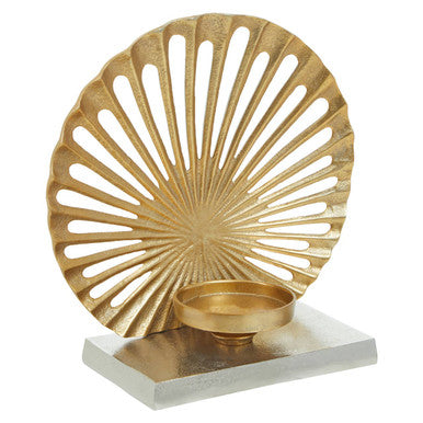 Large Two Toned Silver and Gold Finish Candle Holder