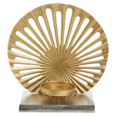 Large Two Toned Silver and Gold Finish Candle Holder