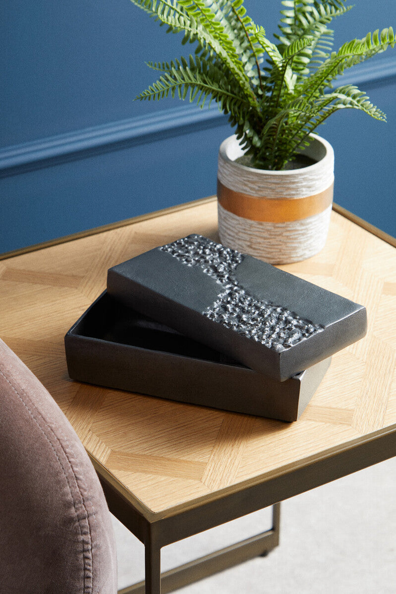 Grey Finish Textured Trinket Box