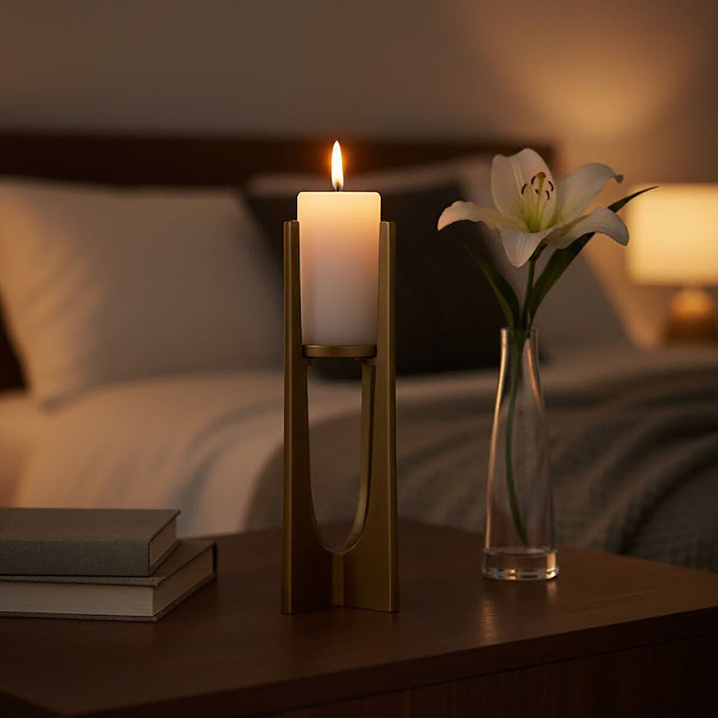 Small Gold Finish Candle Holder