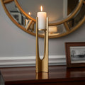 Distressed Large Gold Candle Holder