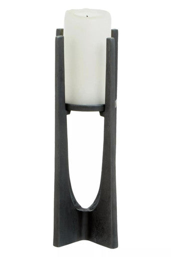Small Washed Grey Finish Candle Holder