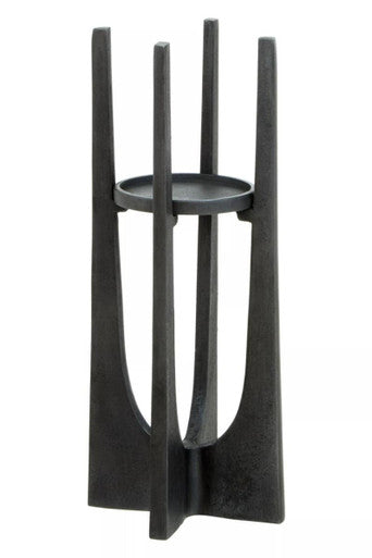 Small Washed Grey Finish Candle Holder