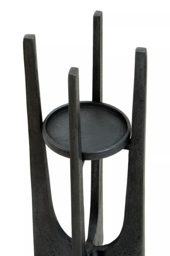 Small Washed Grey Finish Candle Holder