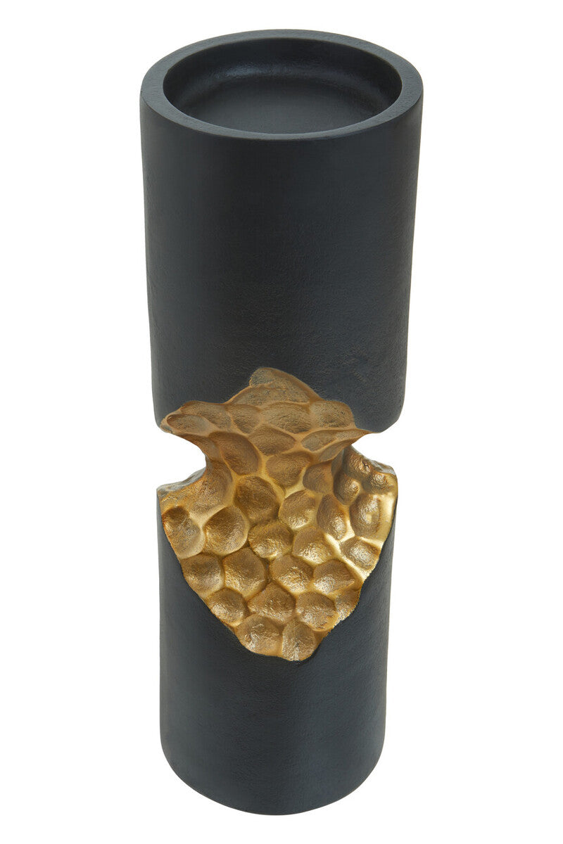 Small Black and Gold Finish Candle Holder