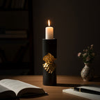 Small Black and Gold Finish Candle Holder