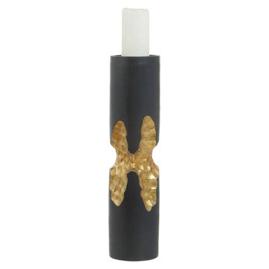 Large Black and Gold Finish Candle Holder