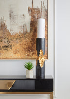 Large Black and Gold Finish Candle Holder