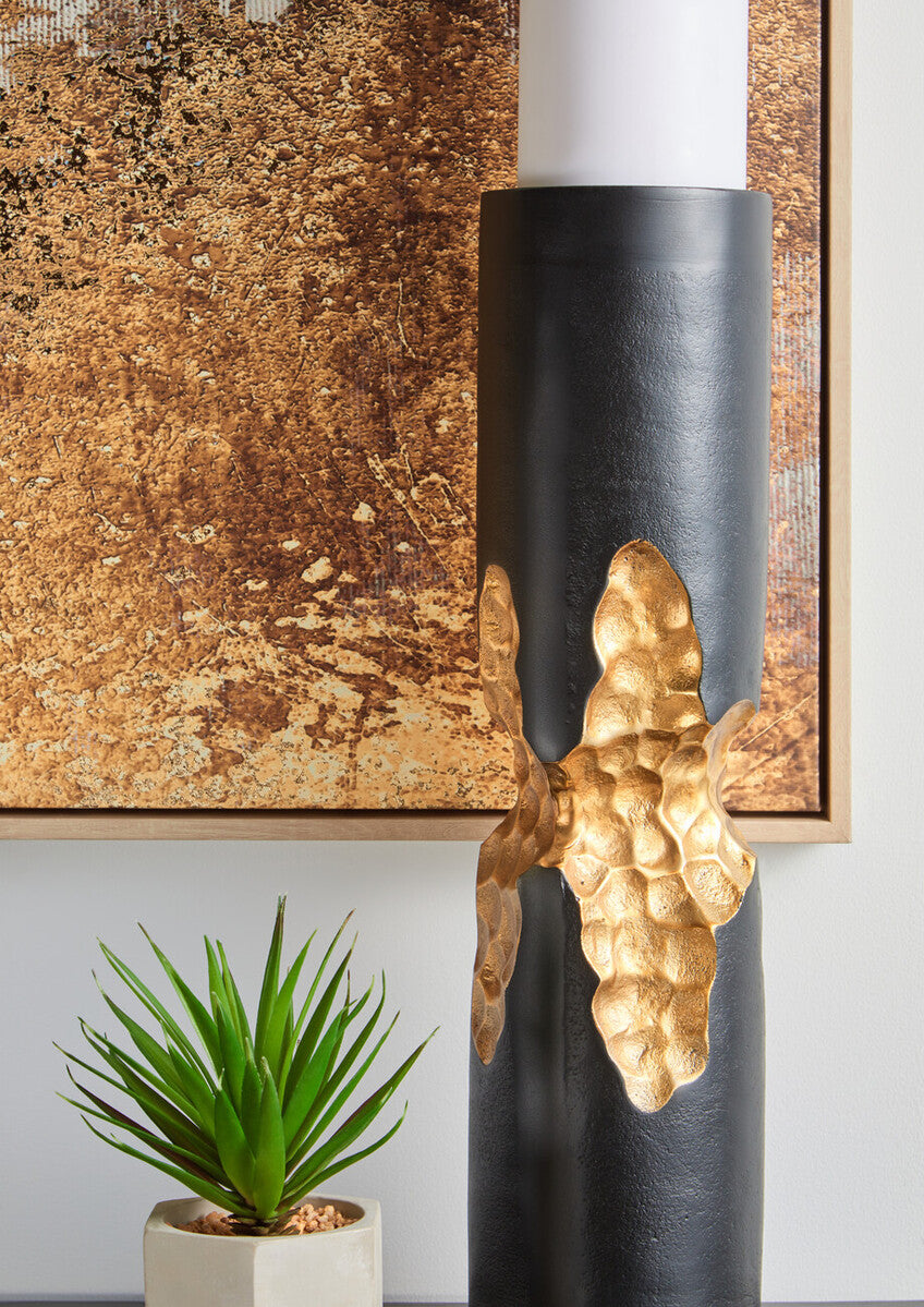 Large Black and Gold Finish Candle Holder