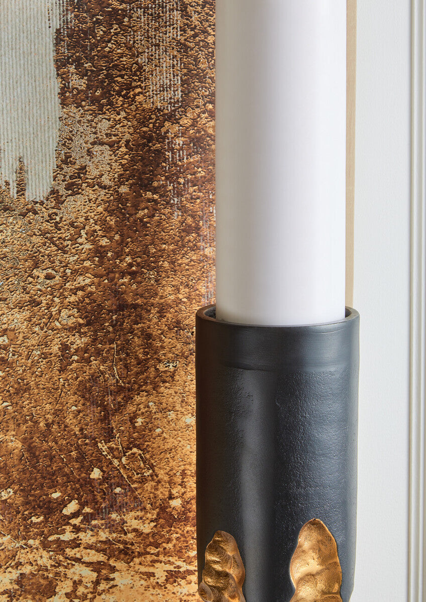 Large Black and Gold Finish Candle Holder