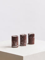 Set of Three Red Marble Tealight Holders