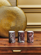 Set of Three Red Marble Tealight Holders