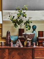 Set of Three Red Marble Tealight Holders