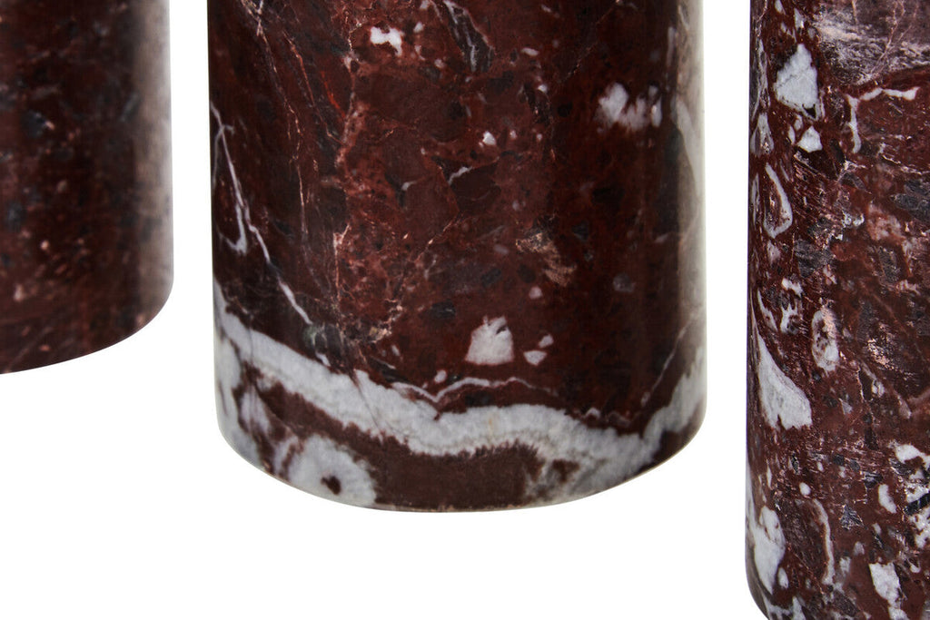 Set of Three Red Marble Tealight Holders