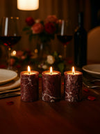 Set of Three Red Marble Tealight Holders