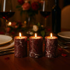 Set of Three Red Marble Tealight Holders