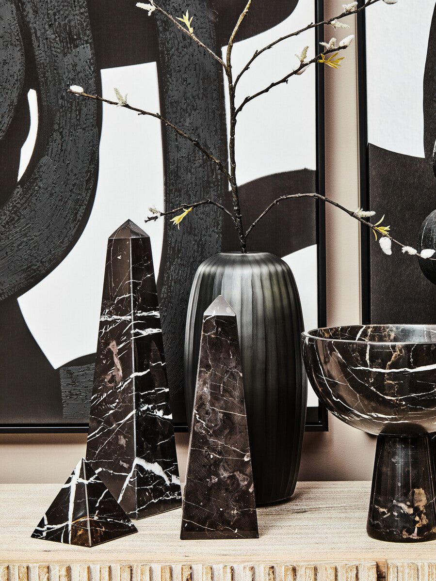 Black Marble Pyramid Ornament