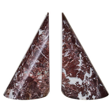 Set of Two Red Marble Bookends