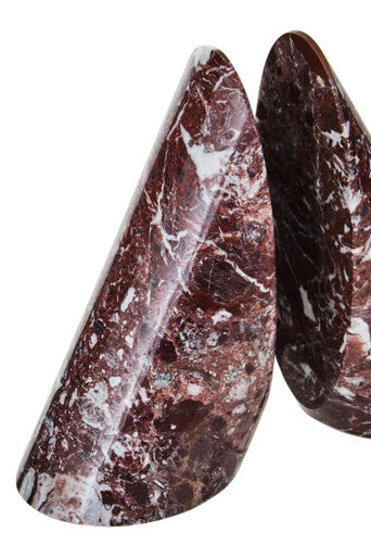 Set of Two Red Marble Bookends