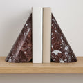 Set of Two Red Marble Bookends