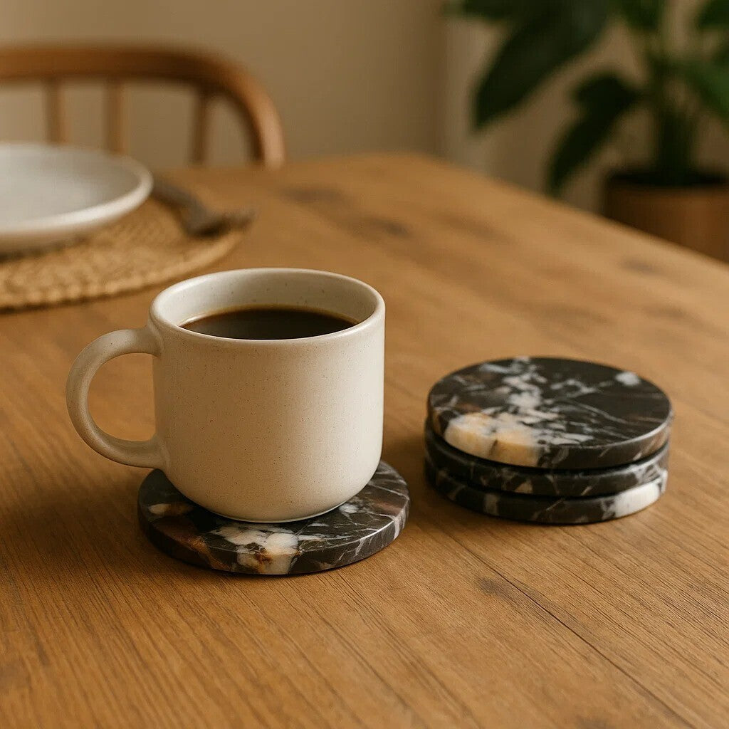 Set of 4 Black Marble Coasters