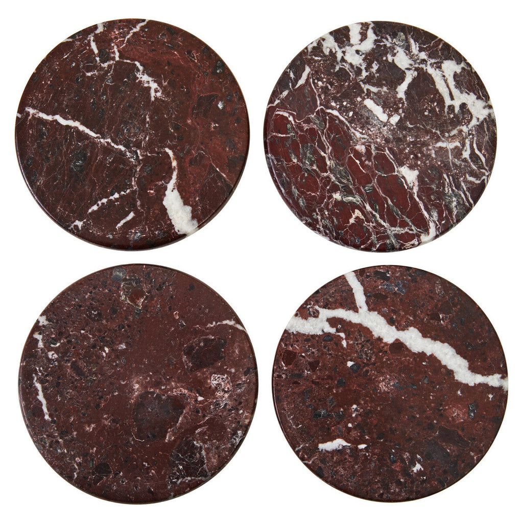 Set of 4 Red Marble Coasters