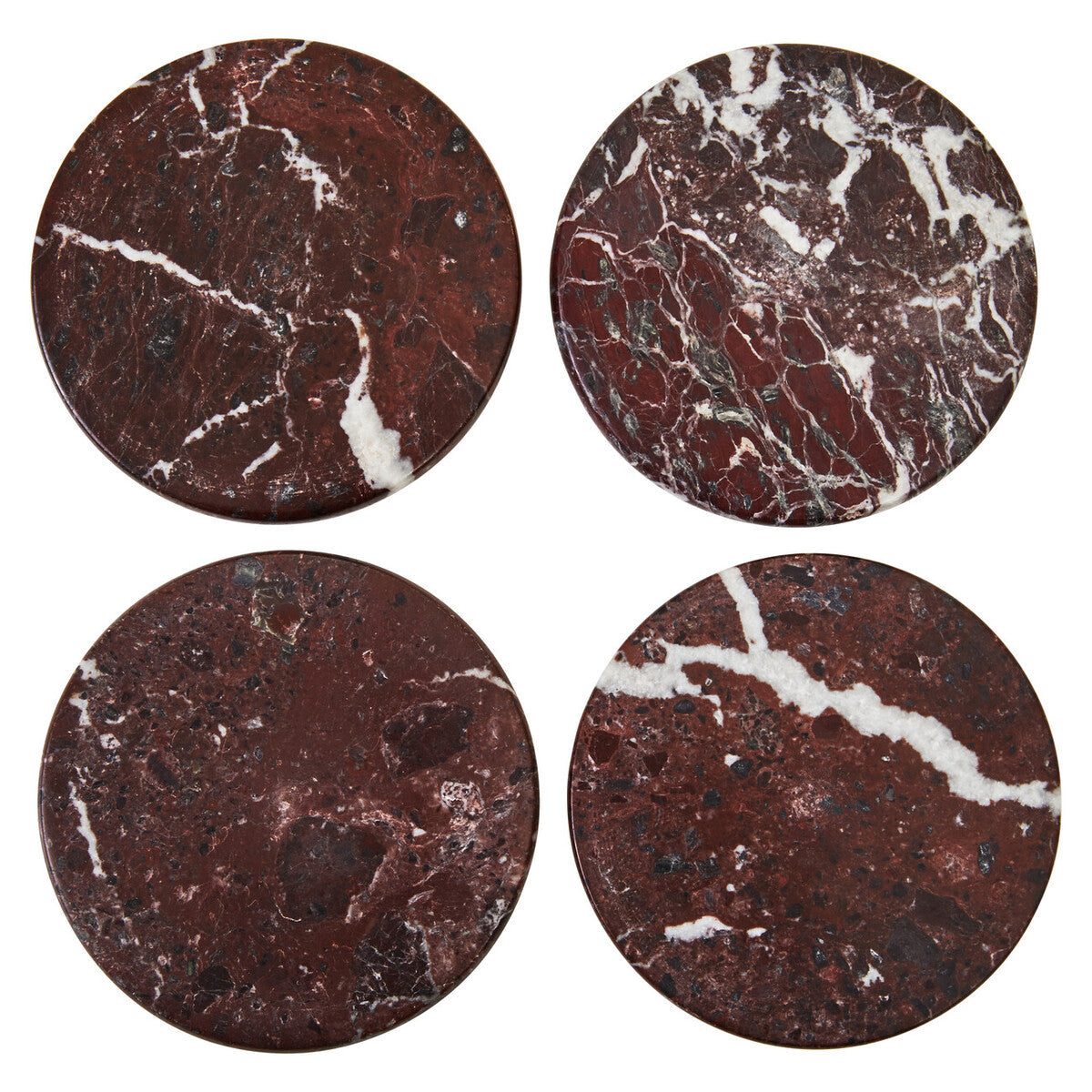 Set of 4 Red Marble Coasters