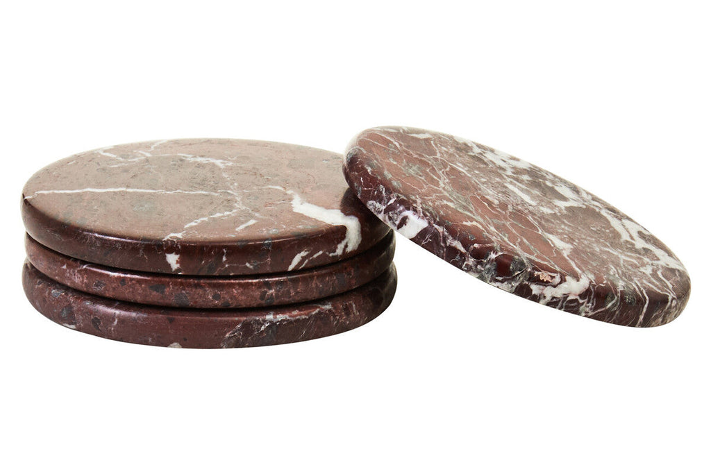 Set of 4 Red Marble Coasters