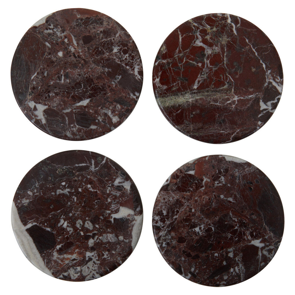 Set of 4 Red Marble Coasters