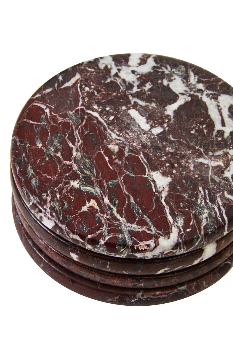 Set of 4 Red Marble Coasters