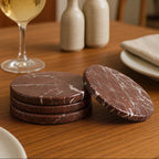 Set of 4 Red Marble Coasters