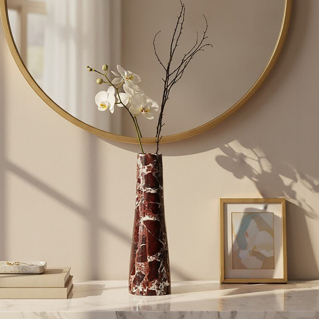 Red Marble Tapered Vase