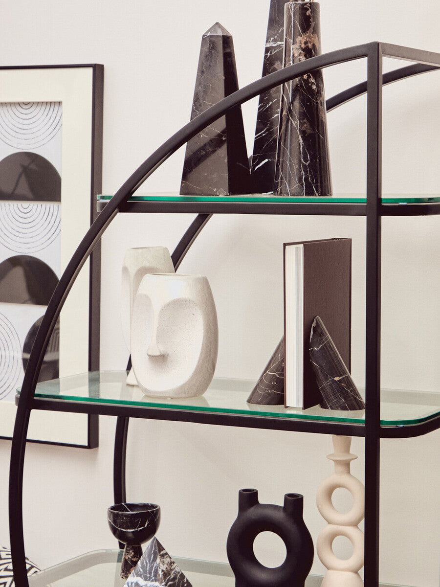 Small Black Marble Pedestal Bowl