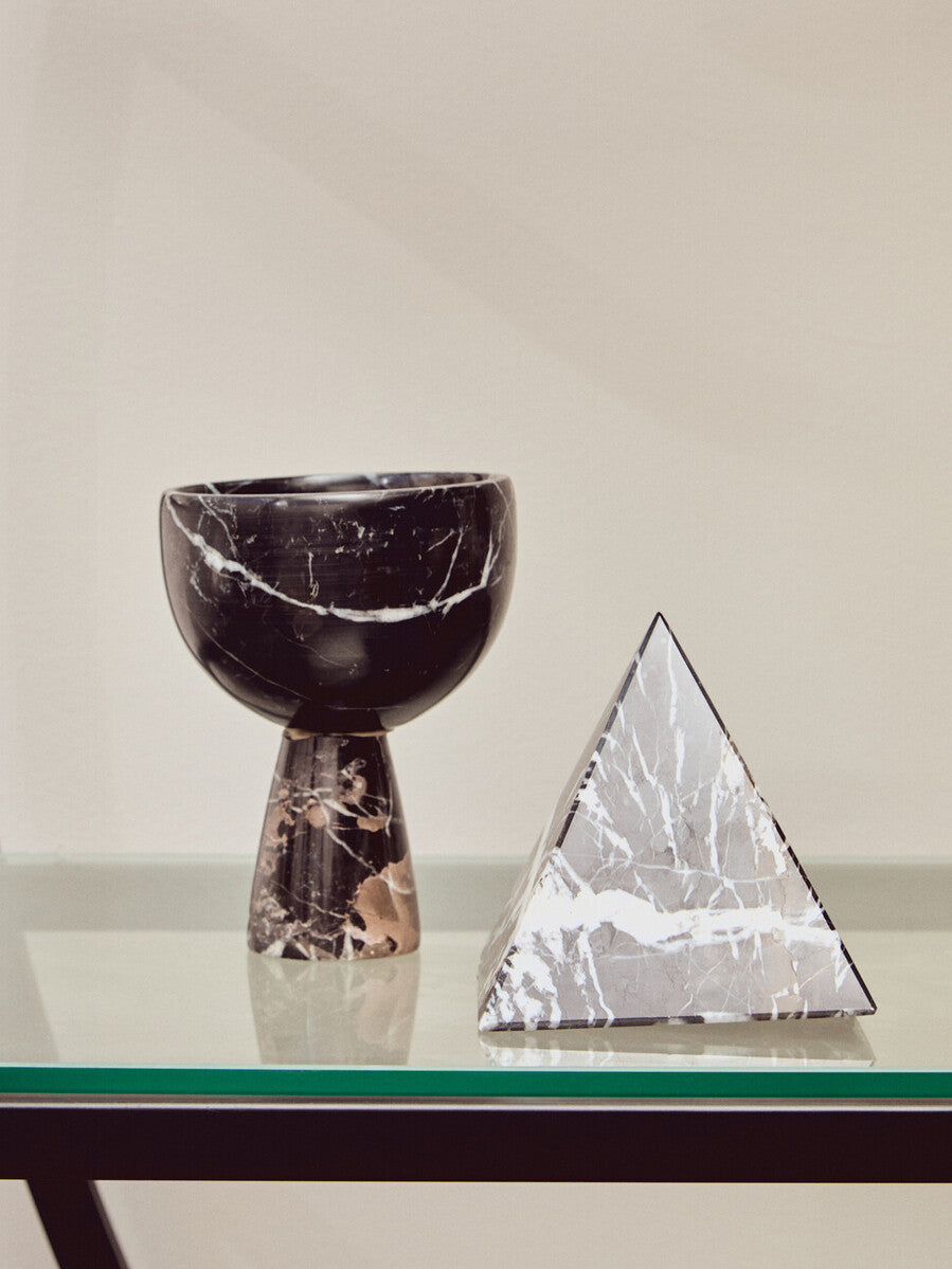 Small Black Marble Pedestal Bowl