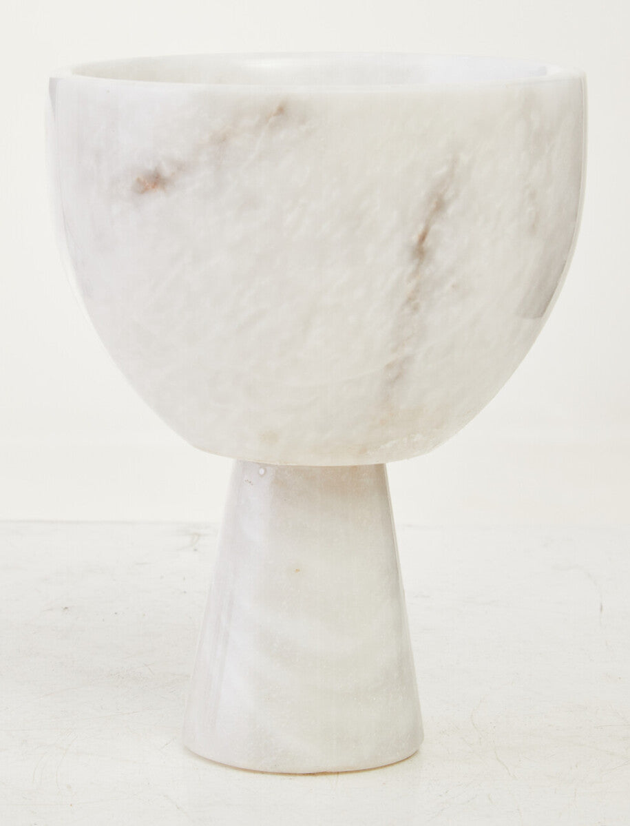 Small White Marble Pedestal Bowl