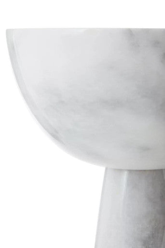Large White Marble Pedestal Bowl