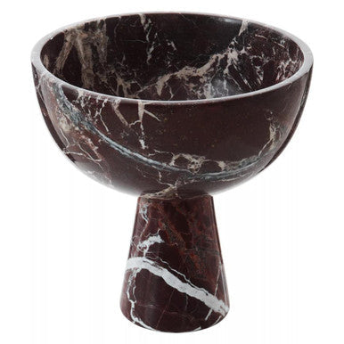 Large Red Marble Pedestal Bowl