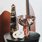Large Red Marble Pedestal Bowl