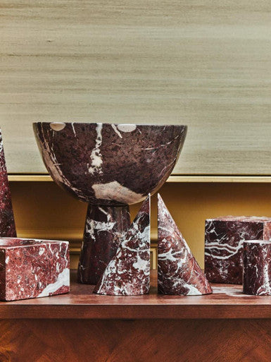 Large Red Marble Pedestal Bowl