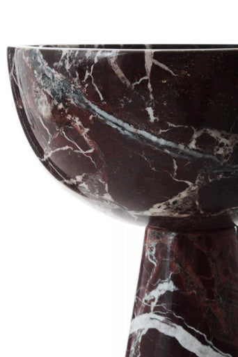Large Red Marble Pedestal Bowl