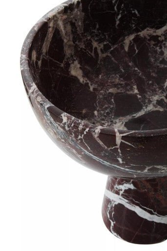 Large Red Marble Pedestal Bowl