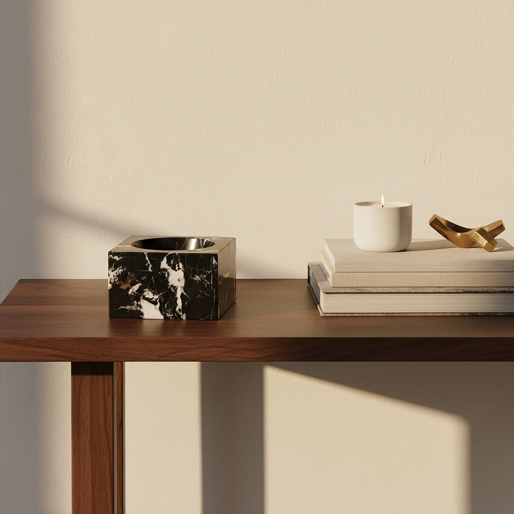 Square Black and Gold Marble Bowl