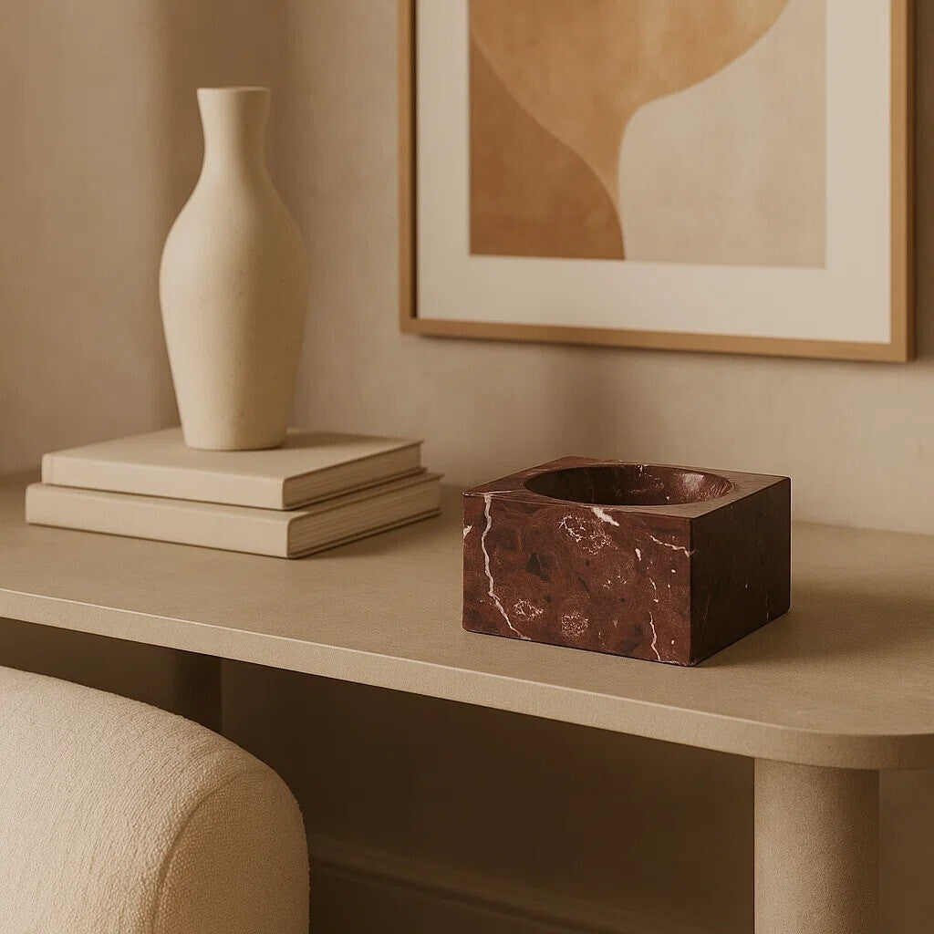 Square Red Marble Bowl