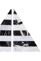 Set of Two Black and White Striped Marble Bookends