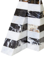 Set of Two Black and White Striped Marble Bookends