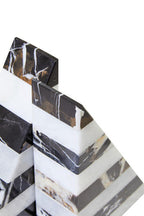 Set of Two Black and White Striped Marble Bookends