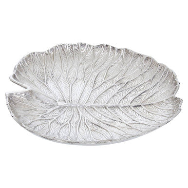 Large Silver Finish Lotus Leaf Plate