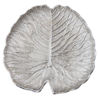 Large Silver Finish Lotus Leaf Plate