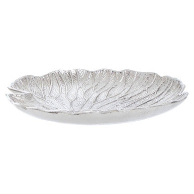 Large Silver Finish Lotus Leaf Plate